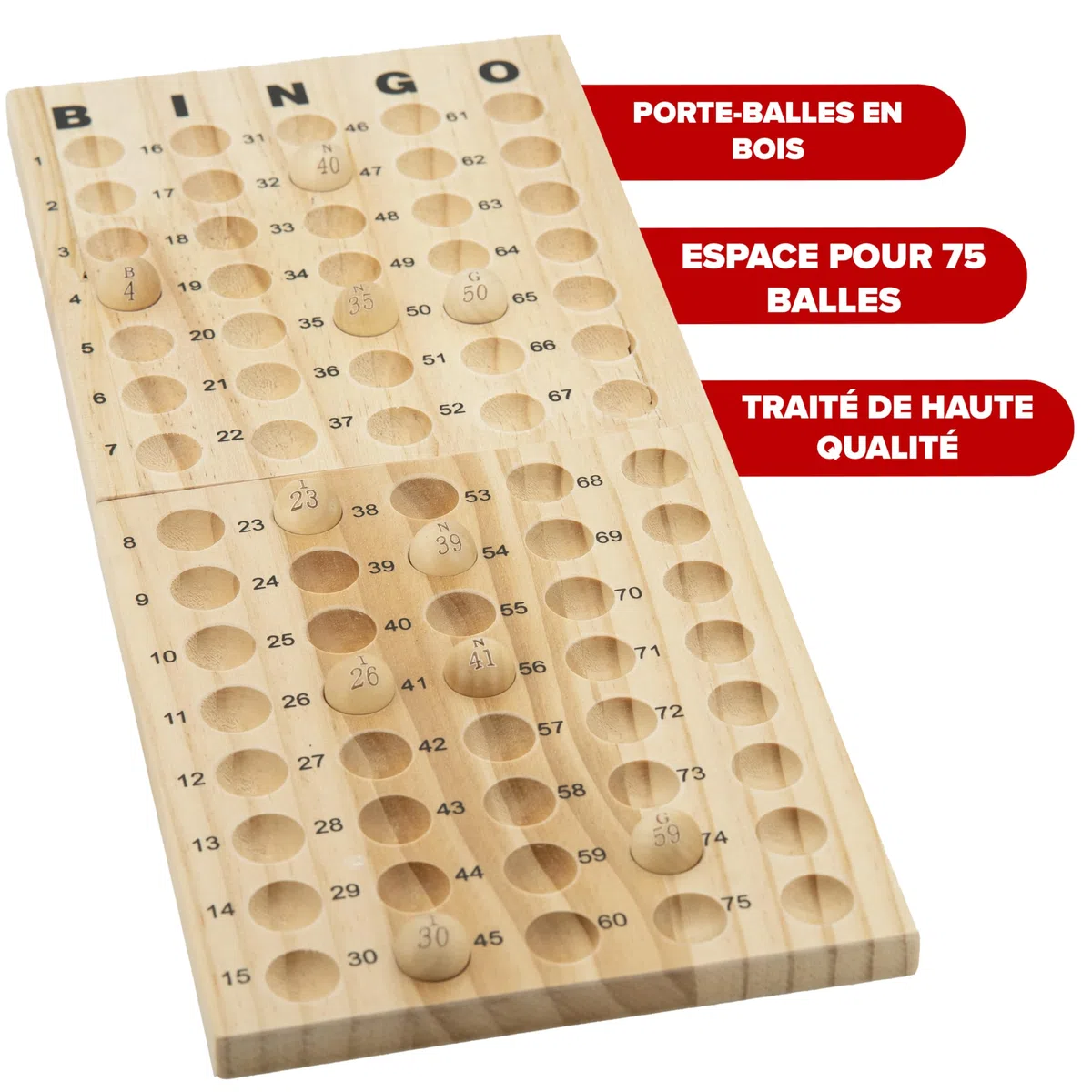 Kyto Grand Jeu de Bingo doré en métal avec 150 jetons, 75 balles de Bingo et Plateau de Jeu en Bois, 18 Cartes de Bingo Stables + 500 Cartes de Bingo en Papier pour Adultes et Enfants