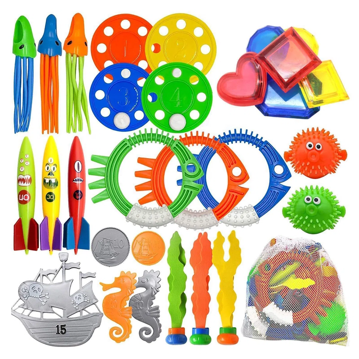 Jouet de plongée – Ensemble de jeu sous-marin de 34 pièces pour piscine et activités pour enfants