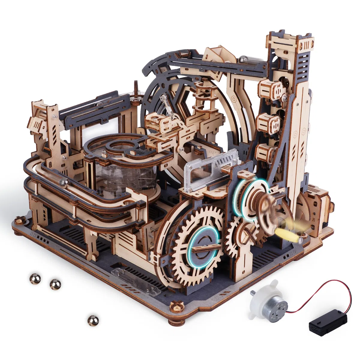 ROKR Circuits de Billes électrique Maquette en Bois a Construire Puzzle 3D Maquette Mécanique en Bois pour des Enfants, des Adolescents Spaceport