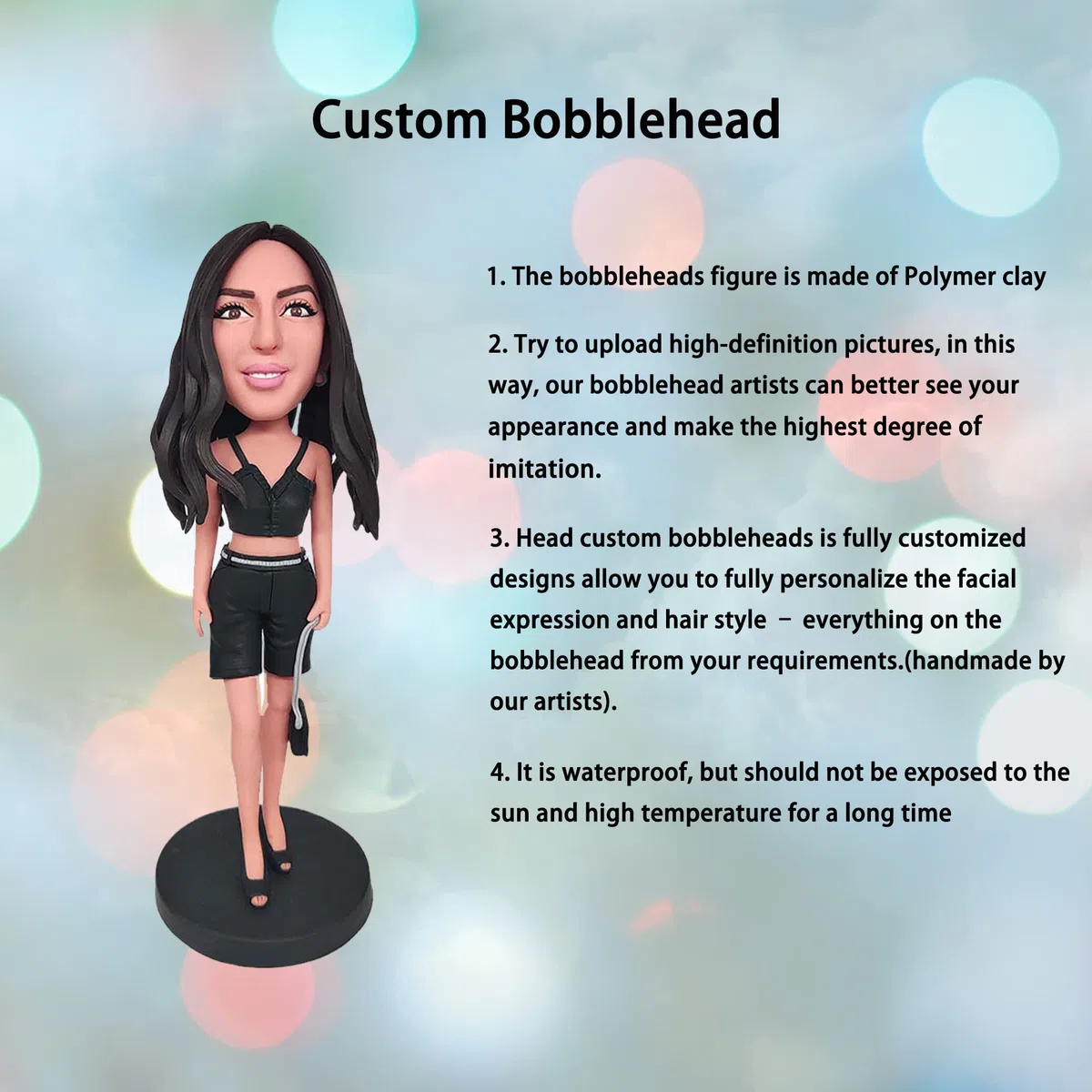Figurine de bobbleheads personnalisée, Poupée personnalisée, Dame de Bureau en Jupe Grise, Figurine de bobblehead Faite Main, Sculpture personnalisée