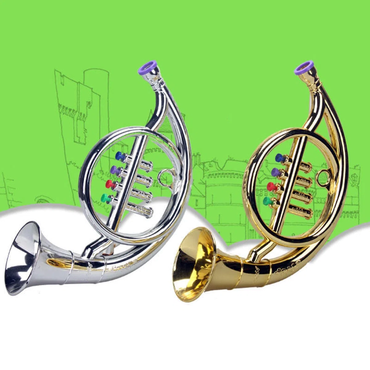 Cor D'harmonie, Instrument de Musique Factice, Idéal comme Cadeau pour Les Enfants à Partir de 3 Ans, Or