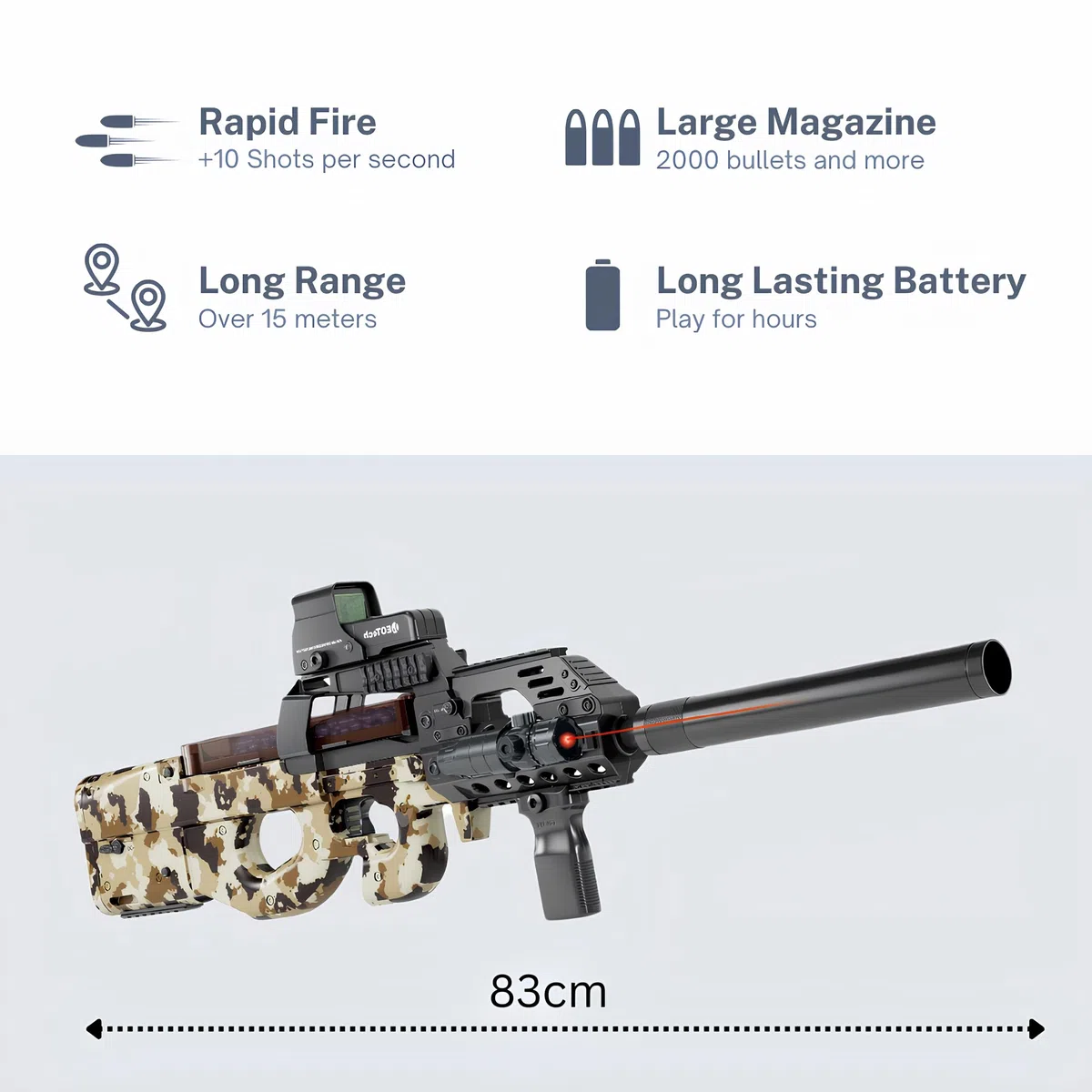 Gel Blaster Gun P90 – Pistolet à Bille Eau Electrique Automatique – 20000 Balles et Lunettes – Watersoft Puissant Fusil Arme Mitraillette - Adulte Gelfire Water Gun