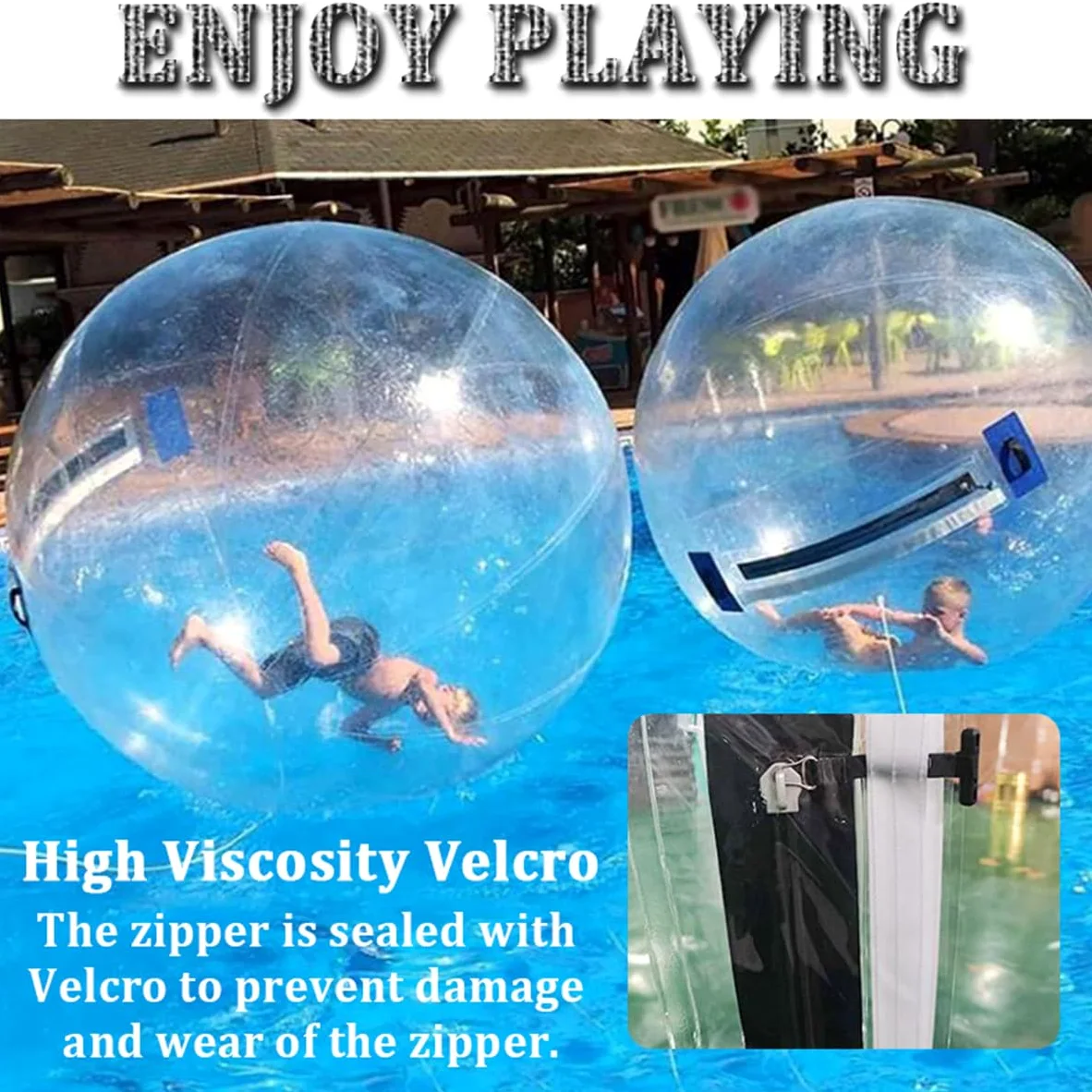 Ballon de Marche Gonflable à Fermeture éclair de 1,5/1,8/2/2,5 m, pour la Plage et Les Loisirs, en PVC Transparent avec Pompe à air électrique, 1,8 m