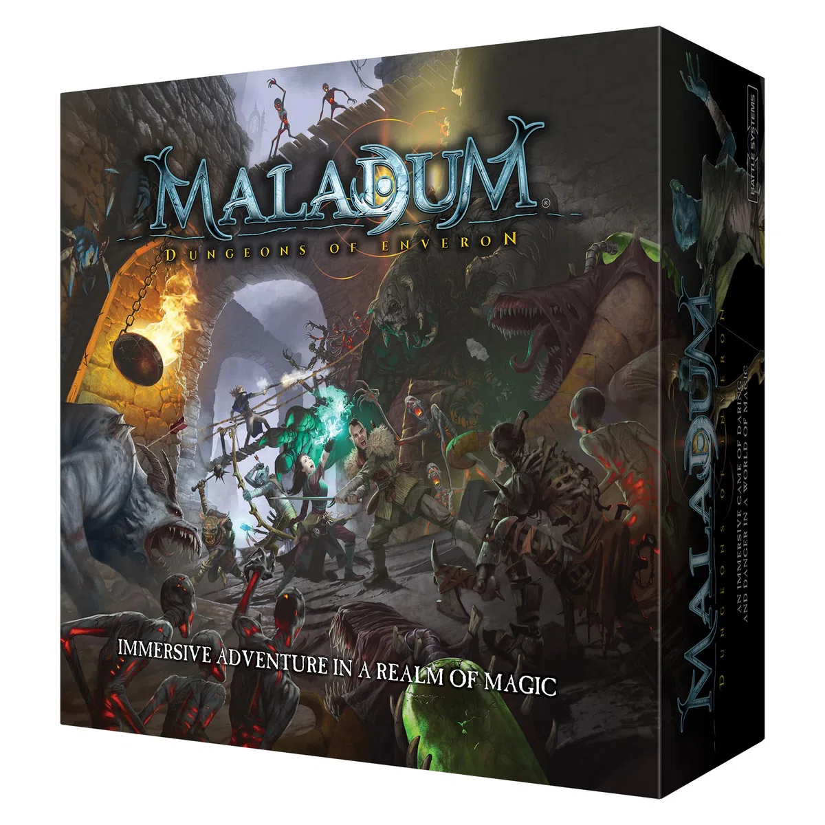 Battle Systems Maladum Dungeons of Enveron - Jeu de société fantastique pour 1 joueur à partir de 14 ans - Kit de démarrage avec terrain immersif solo, coopératif et jeu adversaire