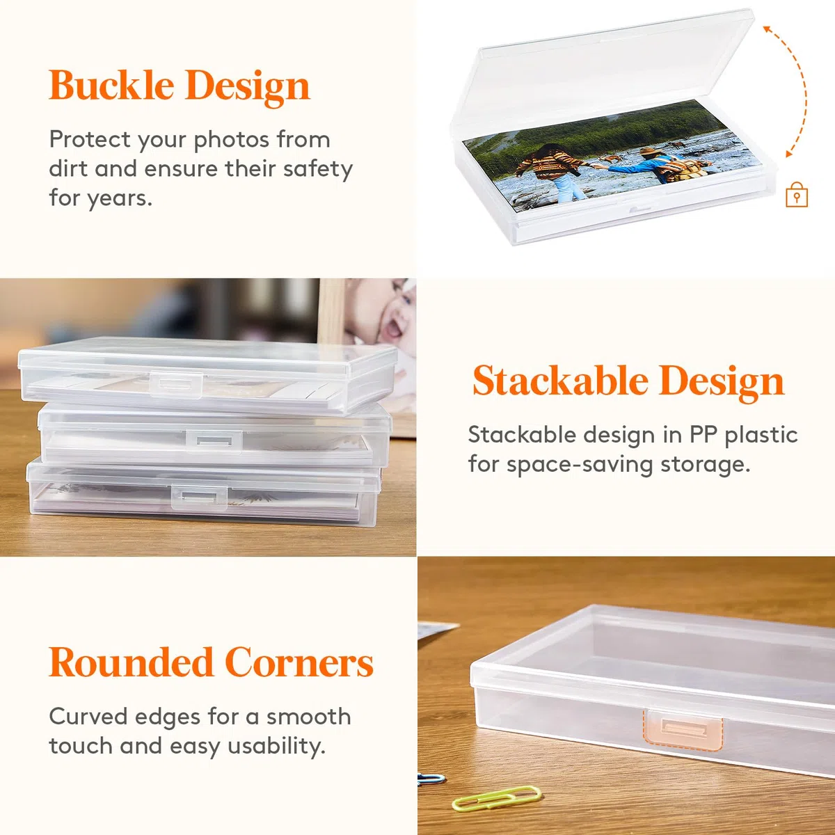 Lifewit Boite Rangement Photos, Petite Boite de Rangement Plastique avec Poignée, Boite Transparente, Boite Rangement Perles, Rangement Carte, Storage Box, 10 x 15 cm 4R, 10 Pièces