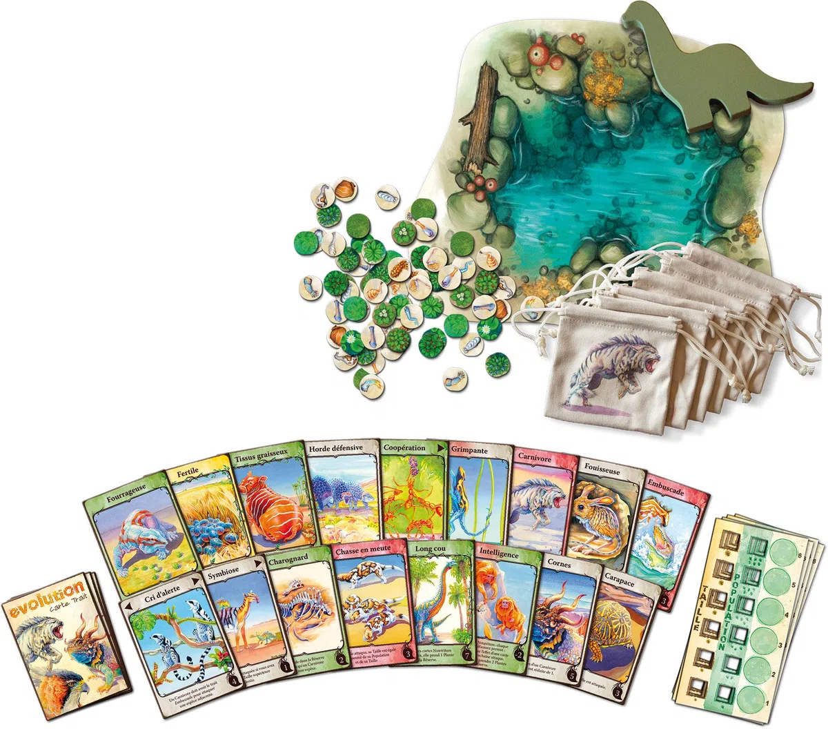 Funforge Asmodee - Evolution - Jeu de Société pour Adultes et Enfants dès 12 Ans - Univers Préhistorique - Guidez Vos Espèces À Travers Les Âges - 2 À 6 Joueurs - 60 Min - Version Française