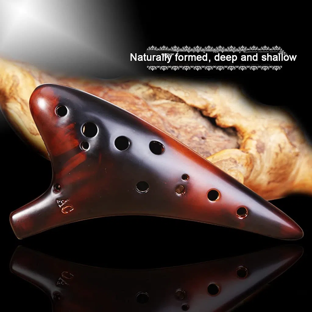 Instrument d’ocarina, Ocarina 12 trous AC SF SG SC Flûte en céramique avec boîte marron transparent