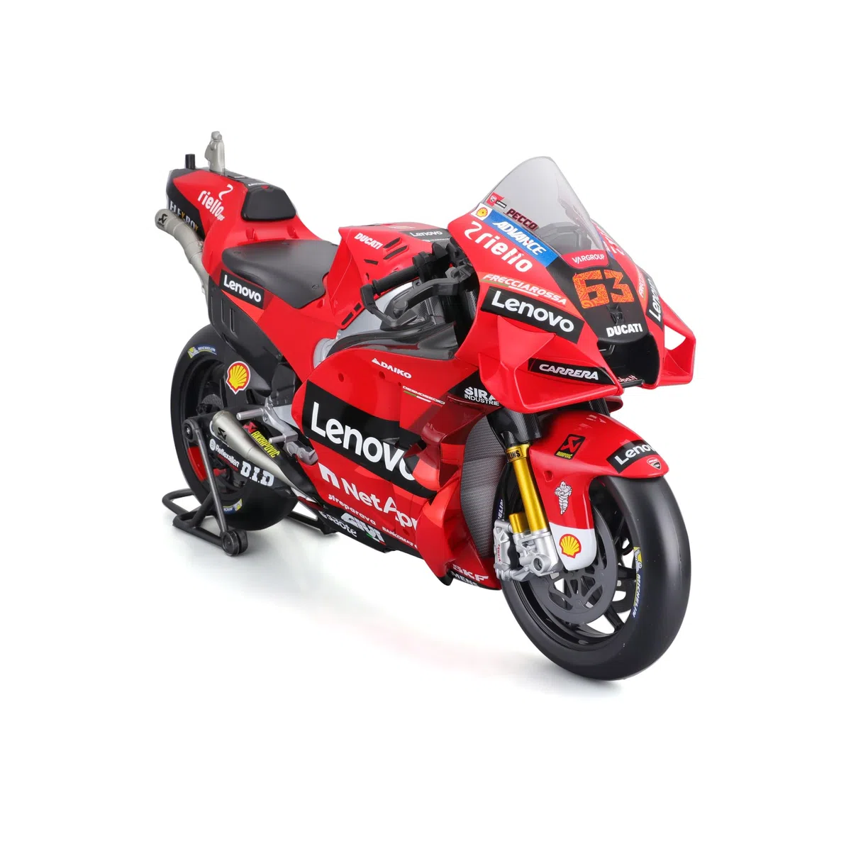 Véhicule Maisto 1 6 Moto GP Racing Ducati Lenovo 2022 63 Bagnaia, rouge et rouge