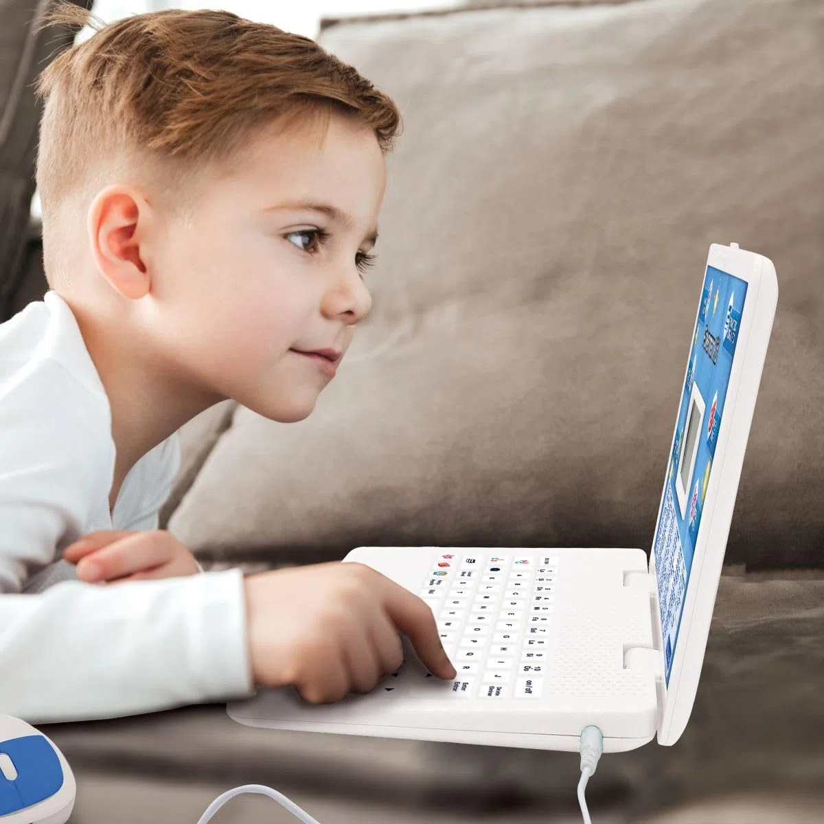 Lexibook, Ordinateur Portable éducatif bilingue, Anglais et Espagnol, 164 activités d'apprentissage, écran LCD, Clavier, Jeux Amusants et découverte, Bleu, JC601i2LXB