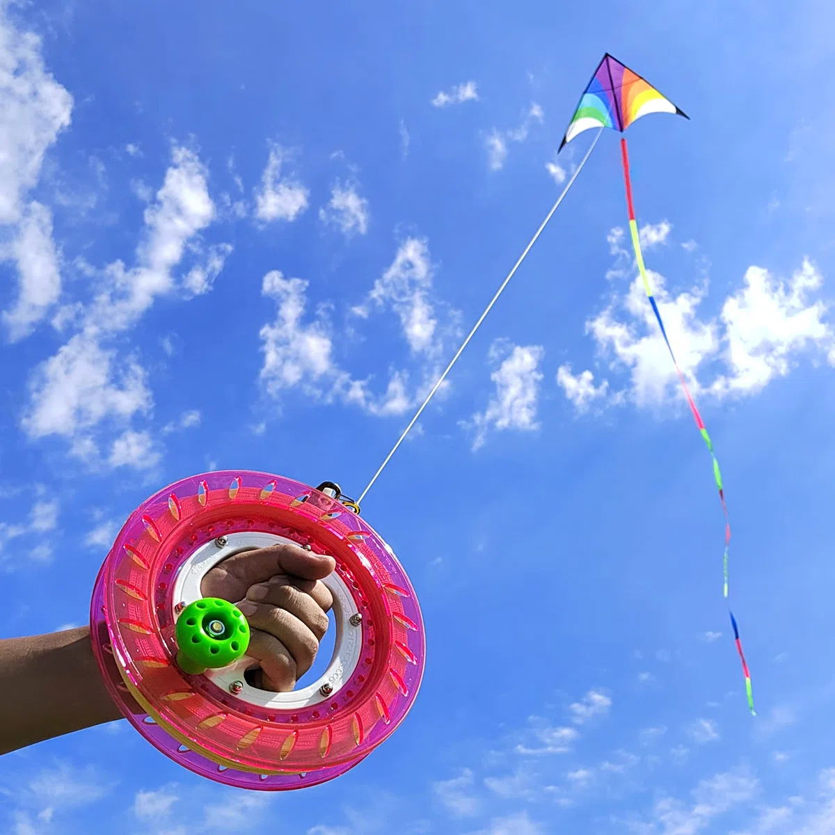 Simxkai Enrouleur de Fil de cerf-Volant, Enrouleur de Ligne de cerf-Volant, 20 cm de diamètre (Rose)