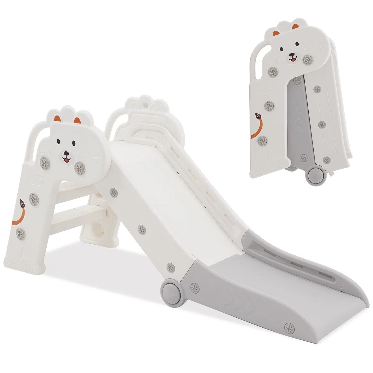 HOMCENT Toboggan pour Enfants de 1 à 3 Ans, Pliable, pour extérieur et intérieur, Toboggan de Jardin pour Tout-Petits, Coins arrondis pour économiser de l'espace (Gris, 111x37x54 cm)