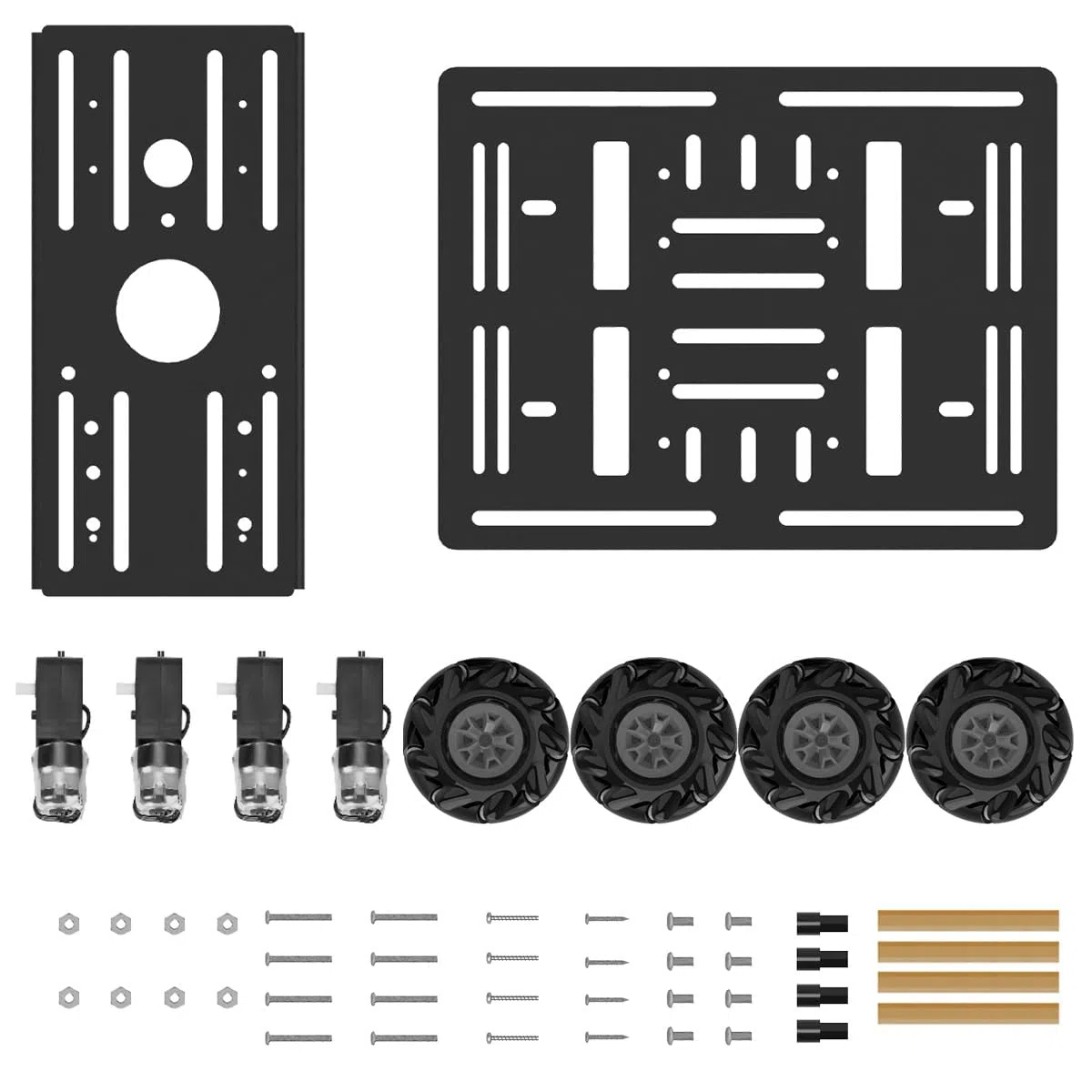 LewanSoul Mecanum Kit de châssis de Voiture avec Cadre en Alliage d'aluminium, Moteur TT et Roues Mecanum de 60 mm, Voiture Robot Intelligente, kit de Bricolage (démonté)