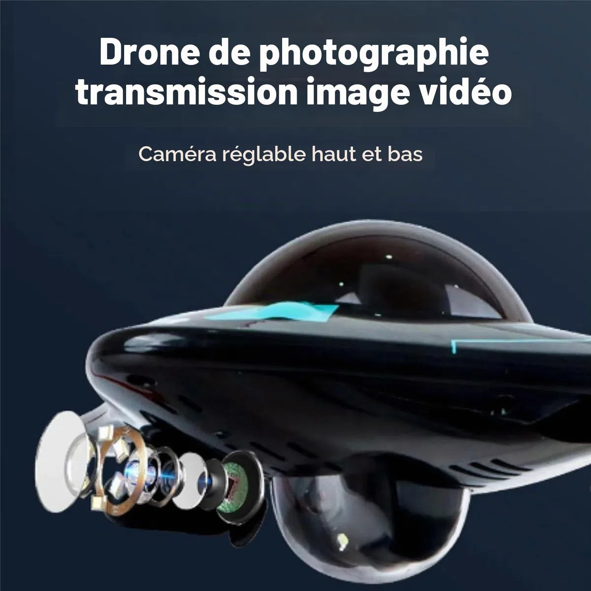Drone de surface piloté par application pour explorer les plans d'eau, Drone sous-marin radiocommandé avec caméra hd et lumières led, Mini sous-marin rc 6 canaux 2.4g sans fil pour étangs et lacs