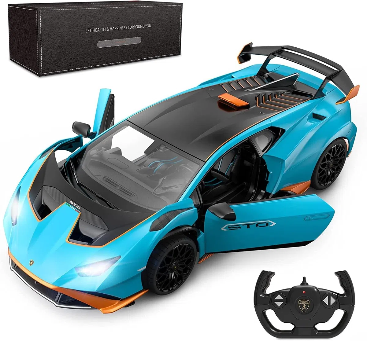Voiture radiocommandée Lamborghini Huracán STO bleu : échelle 1:14 véhicule jouet haute performance