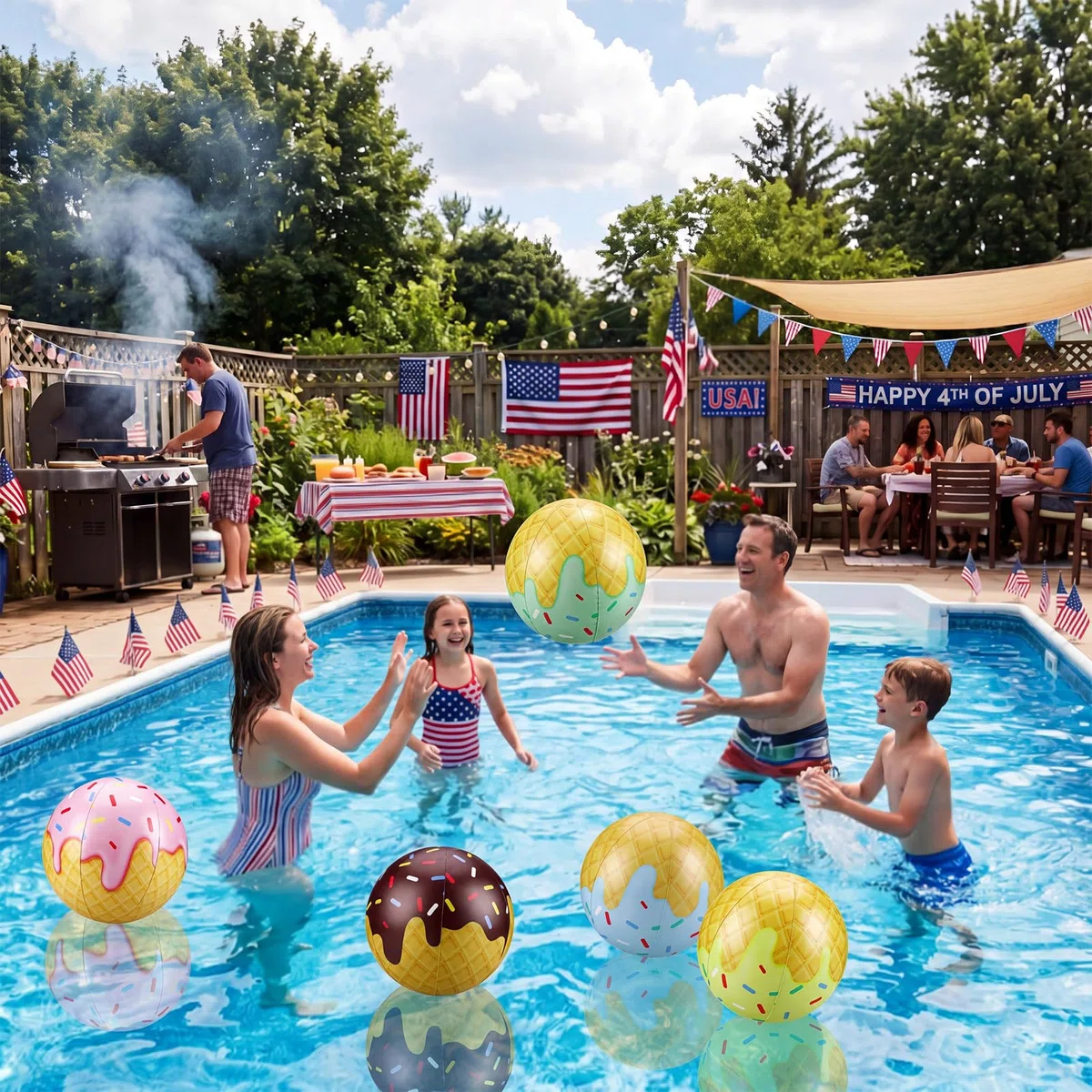 Lot de 10 balles de plage gonflables en vrac sur le thème de la crème glacée, jouets de piscine d'été pour fête d'anniversaire, jeux d'été, activités de piscine, cadeaux de fête
