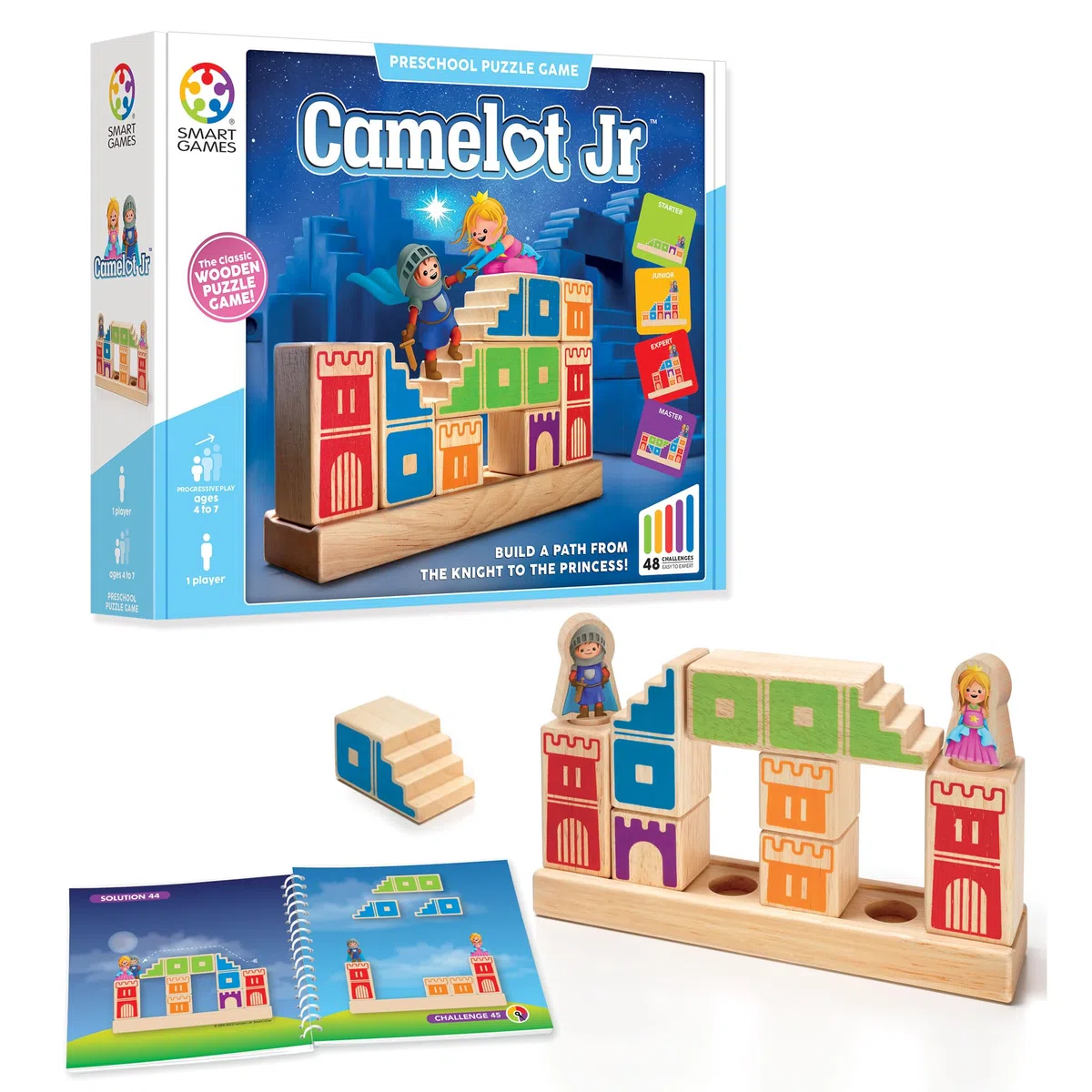 smart games - Camelot Jr, Preschool Puzzle Game with 48 Challenges, 4-9 Years, 24 x 6 x 24 cm (LxWxH)