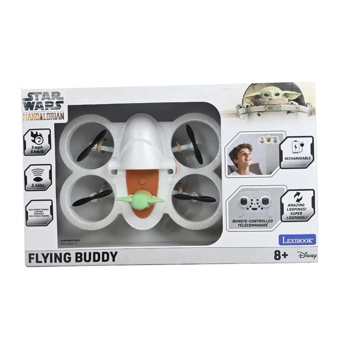 Lexibook, Grogu Hover Pod Radiocommandé, UFO1SWLXB | Véhicule radiocommandé, jouet Star Wars, Blanc/Gris