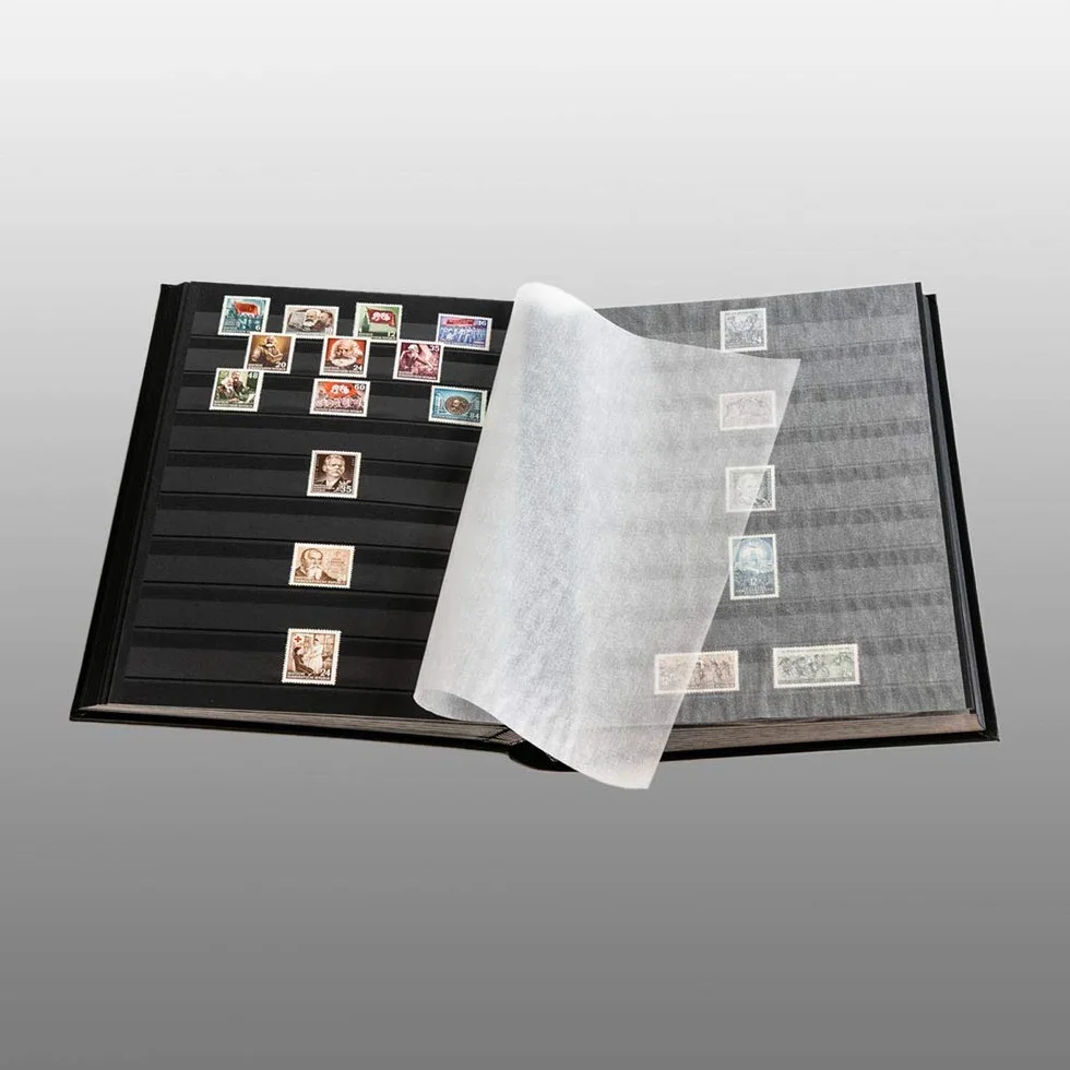 Prophila Classeur Album pour Timbres, 60 Pages, intérieur Noir (couv. Bleu)