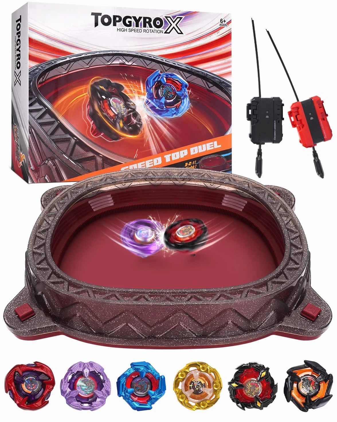it de Démarrage X Stadium – avec 6 X Tops, 2 Lanceurs & Arène. Set de Combat Compétitif pour Enfants dès 6 Ans