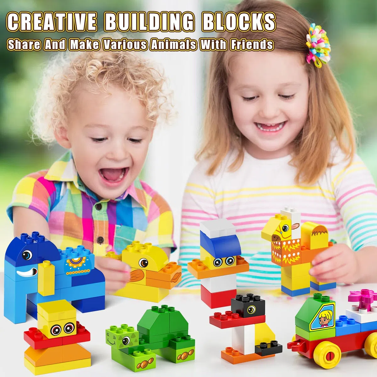burgkidz Gros Blocs de Construction, 135 pièces Briques de Construction Créatives Classiques avec Boîte de Rangement, Jeux de Construction pour Enfants de 2 à 5 ans