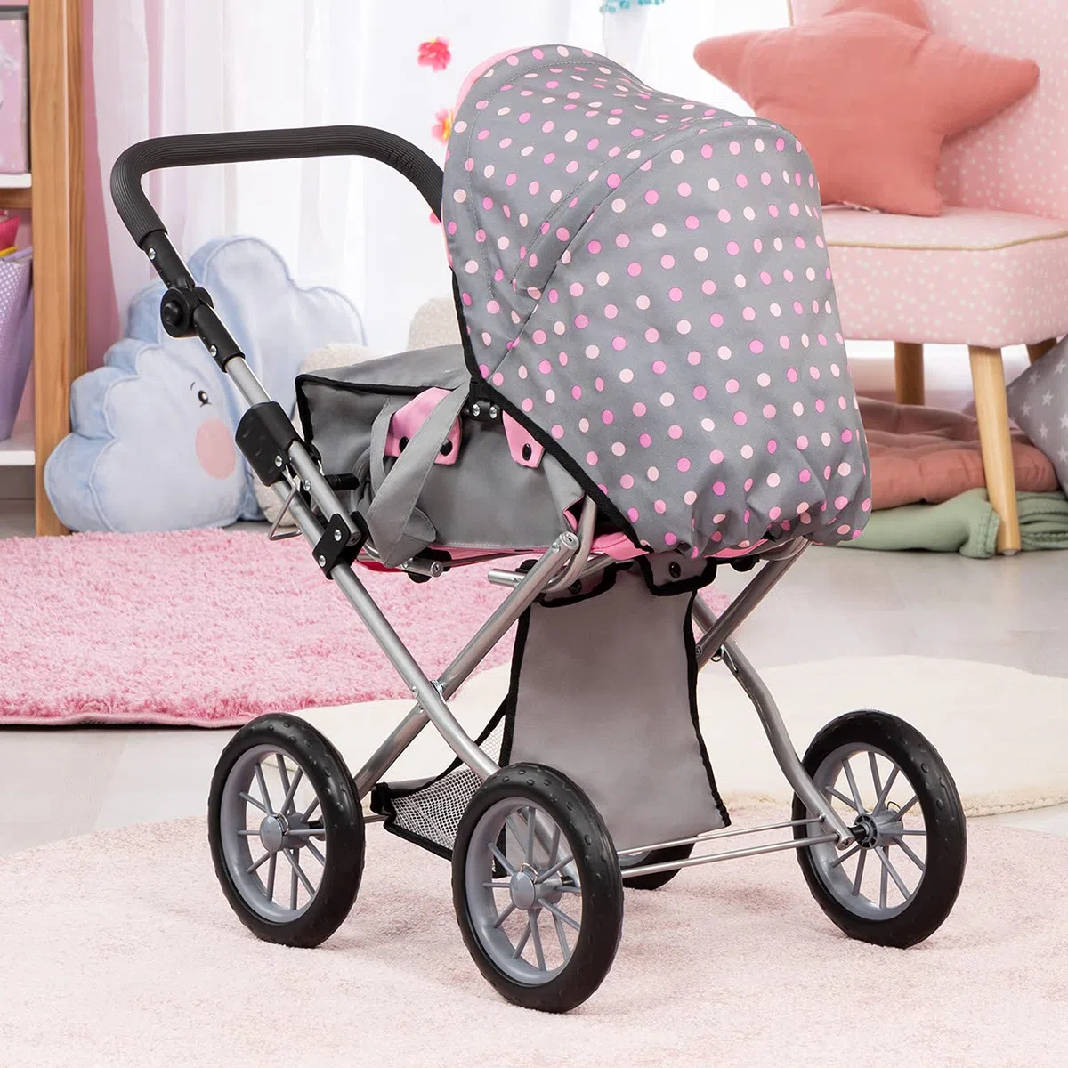 Bayer Design Poussette Landau pour poupée City Star avec Sac à bandoulière | transformable en poussette canne pour poupées, nacelle amovible, poignée réglable, pliable, pour les enfants 3+ ans
