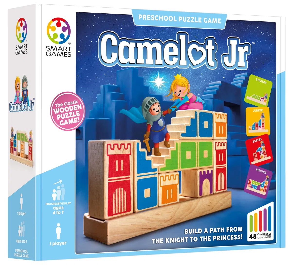 smart games - Camelot Jr, Preschool Puzzle Game with 48 Challenges, 4-9 Years, 24 x 6 x 24 cm (LxWxH)