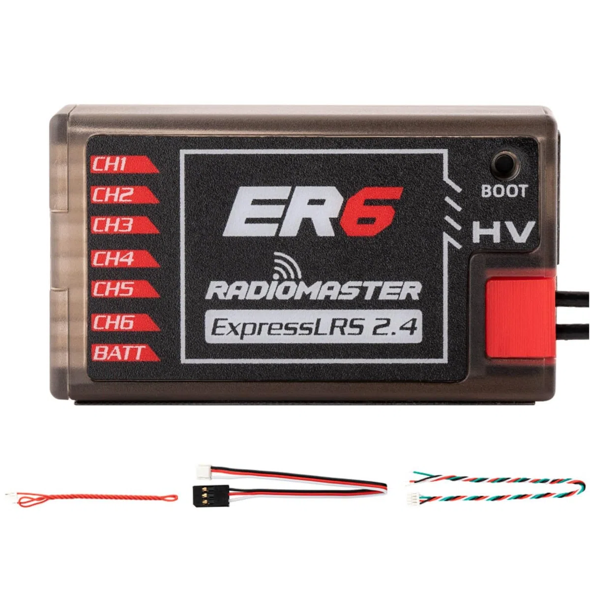 HTLNUZD ER6 PWM 2.4G RC Récepteur 6CH CRSF pour Radiomaster Support Tension Télémétrie WiFi Mise à jour pour Avions à voilure fixe Noir, Noir, 1.6