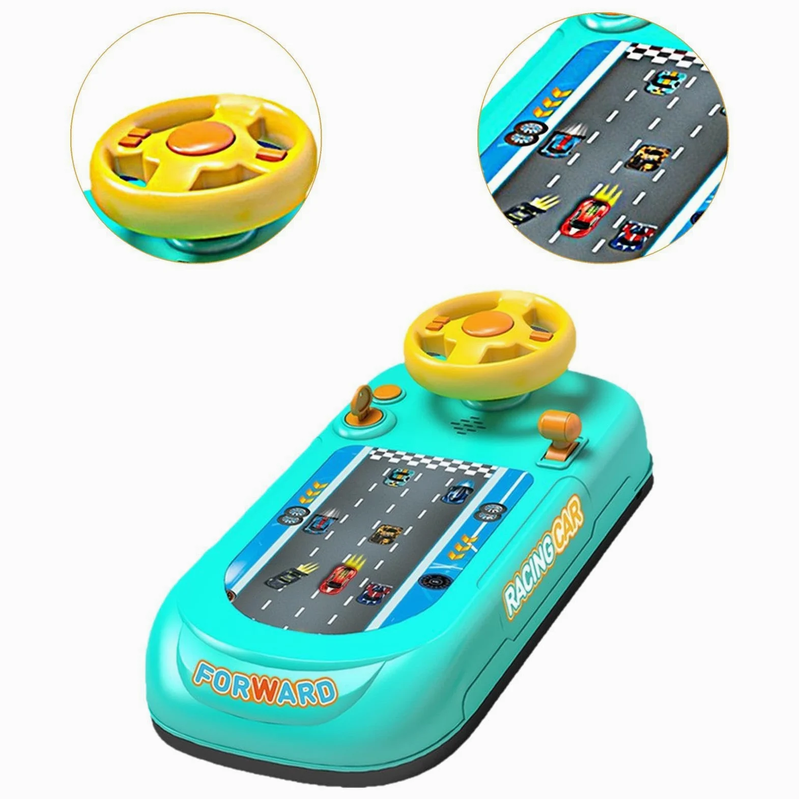 Jeu de Course avec Volant Interactif, Jouet de Simulation de Conduite avec Musique et Effets Sonores, Volant Éducatif pour Garçons 3-6 Ans, Robuste pour Développement Coordination, Vert