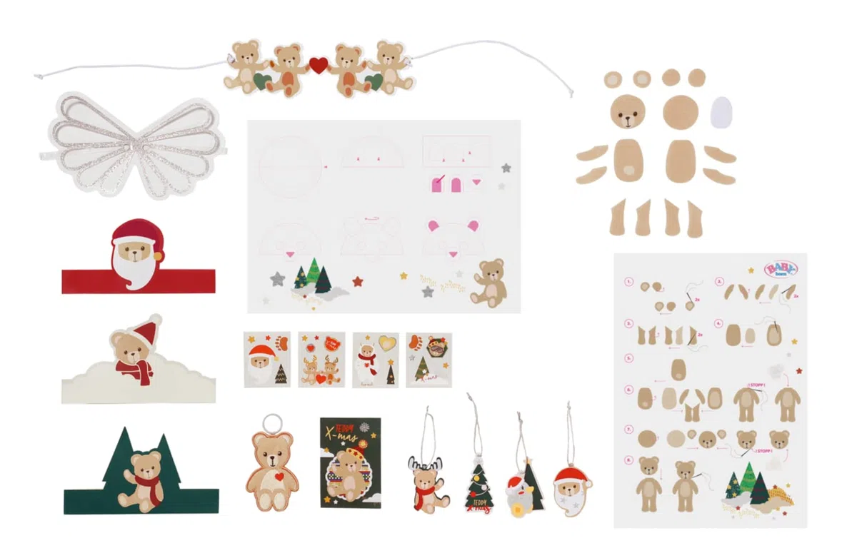 BABY born Calendrier de l'Avent 834466-24 vêtements & accessoires de haute qualité de Noël pour les poupées qui mesurent jusqu'à 43 cm – Avec 1 pull, 1 bonnet, des bottes, leggings & +, dès 3 ans