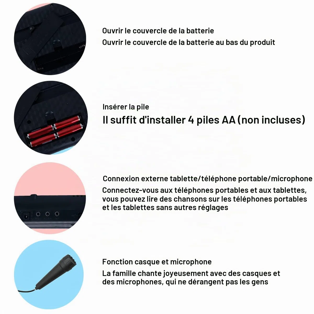 Piano électrique 61 Touches pour les Débutants avec des Caractéristiques Microphones et Polyvalentes