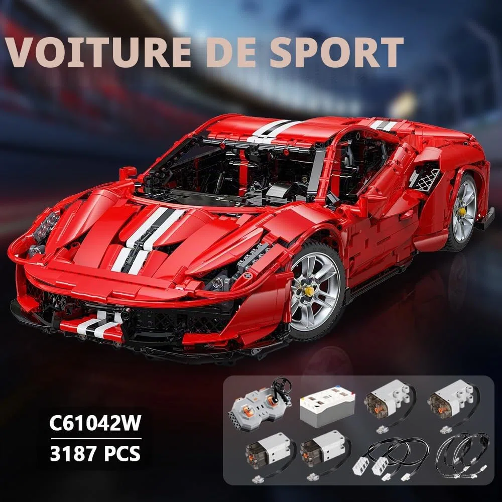 CADA Voiture de Sport Technique Master C61042w 488, Module de pièces 1: 8 3187 Voiture de Course et télécommande avec Moteur électrique