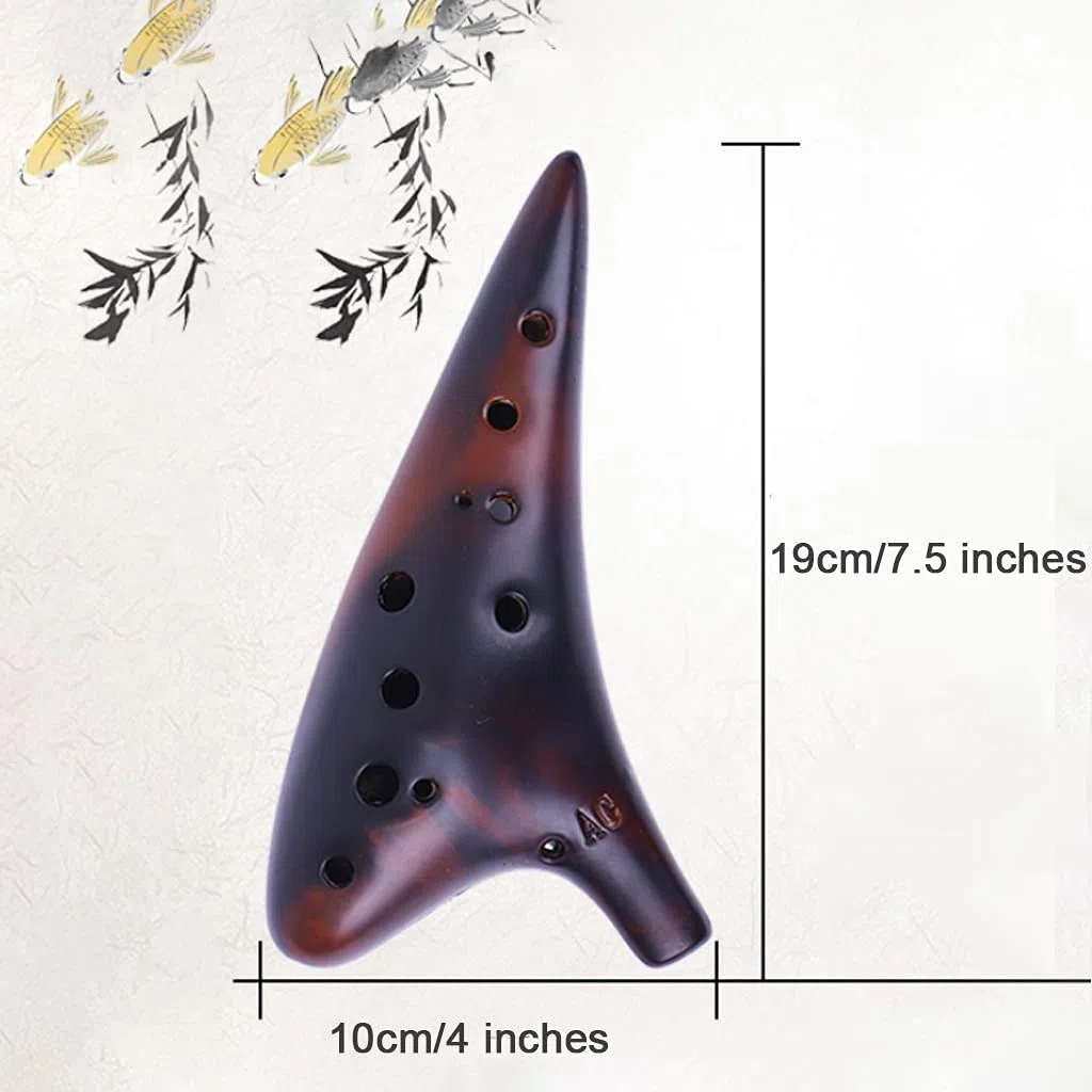 Instrument d’ocarina, Ocarina 12 trous AC SF SG SC Flûte en céramique avec boîte marron transparent