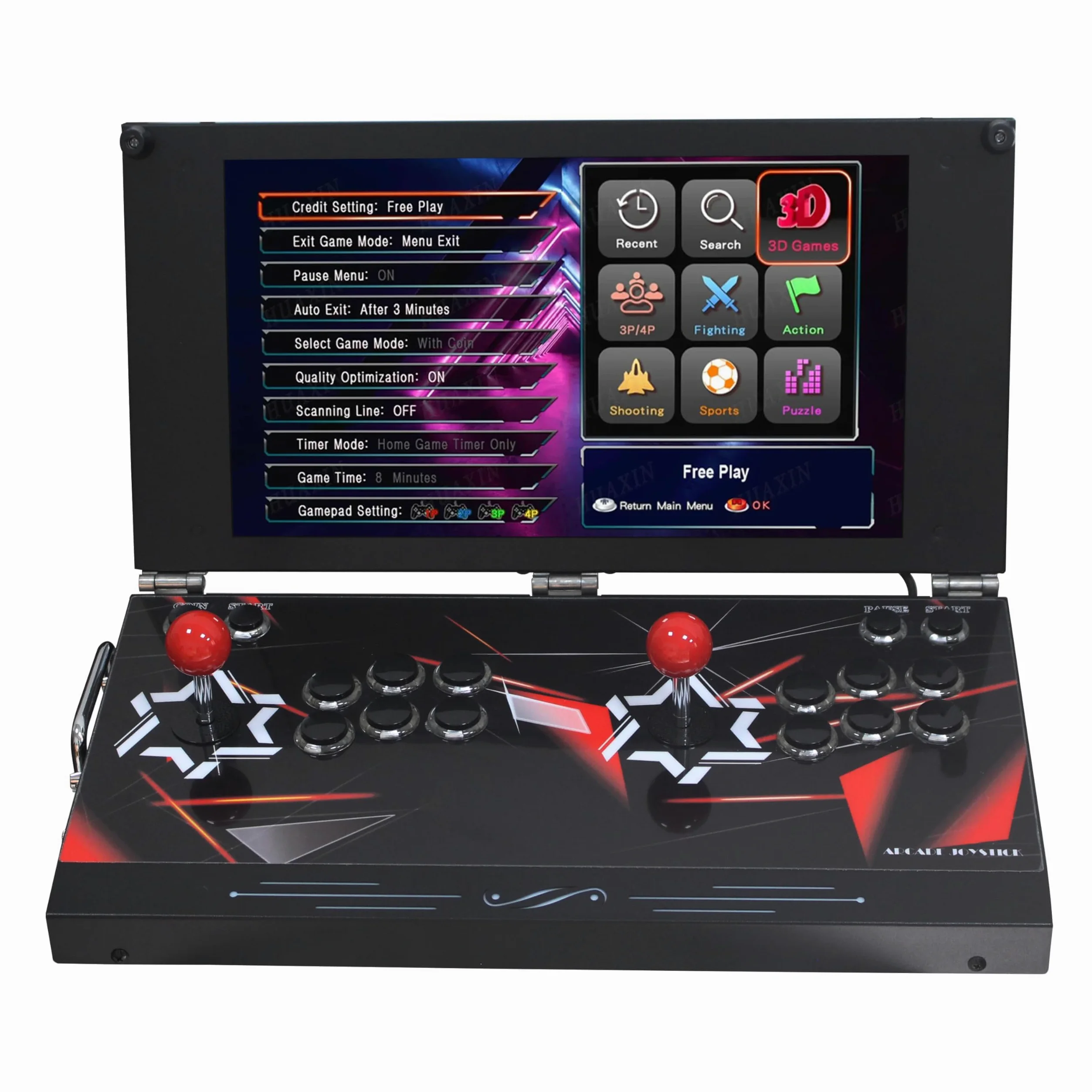 Console de jeu d'arcade portable avec écran HD de 17,5 pouces 26800 en 1 Retro Games Pandoras Box DX – Machine de jeu vidéo portable à double joueur pour divertissement à domicile (Bleu 26800 70S)