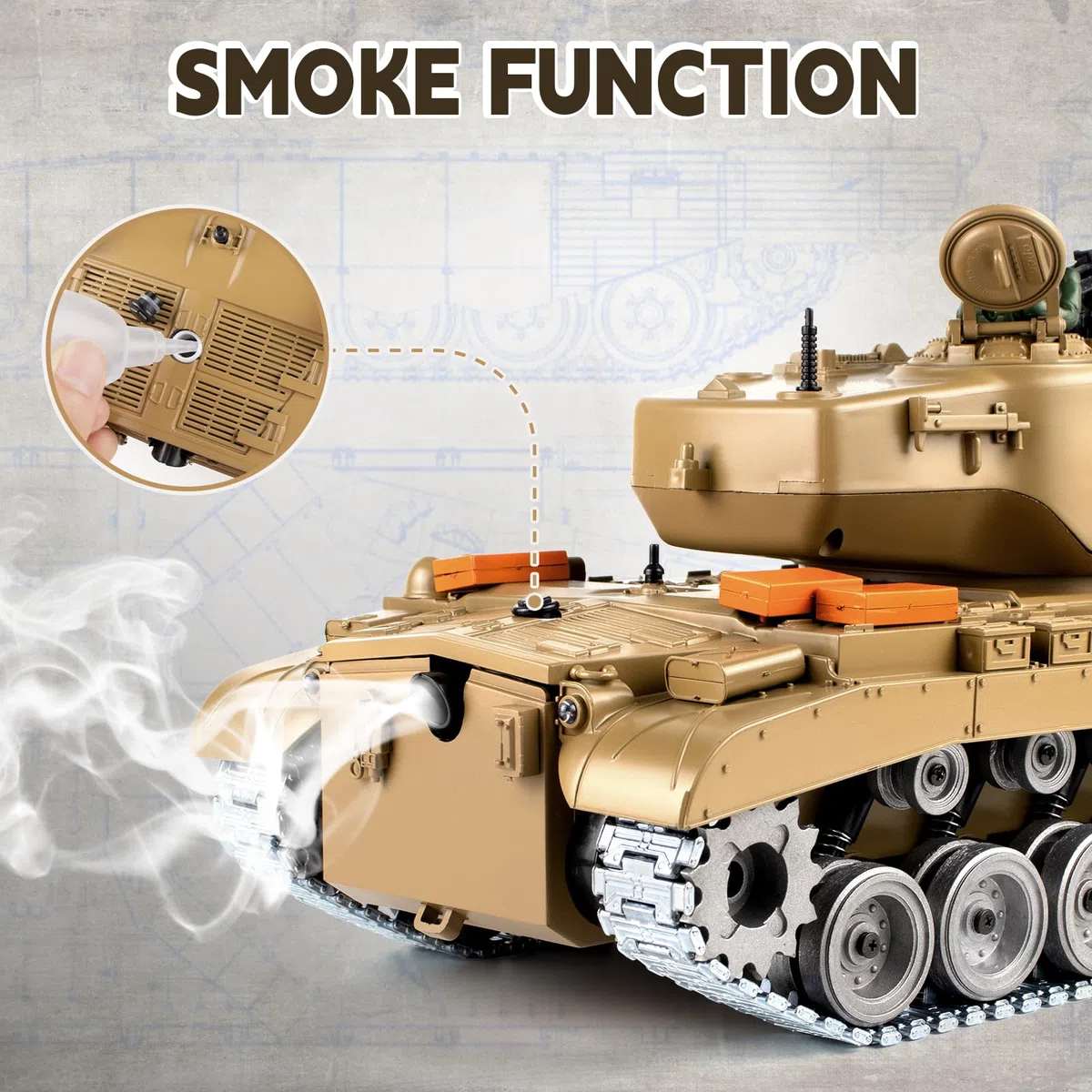Supdex Sudex 1:18 RC Tak, 2.4Ghz US M26 Perhig Télécommande Army Tak That Shoot BBS ad Water Bom