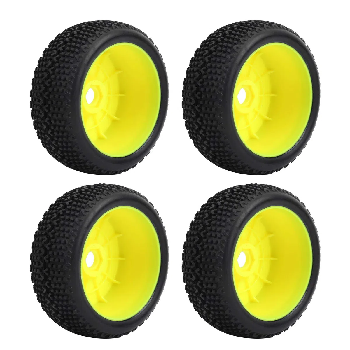 4 pièces pneus de Voiture RC, Cadre de Roue Jaune Bande de roulement en Caoutchouc RC pneus antidérapants 1/8 Accessoire de modèle de Voiture RC