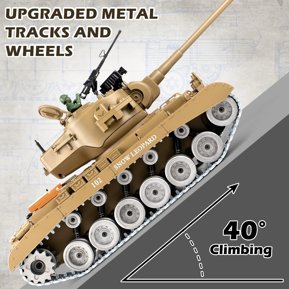 Supdex Sudex 1:18 RC Tak, 2.4Ghz US M26 Perhig Télécommande Army Tak That Shoot BBS ad Water Bom