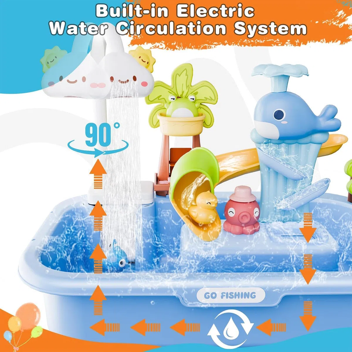 Table A Eau Enfant Exterieur, Ensemble De Jeu De Pêche, Accessoires De Aquaplay Circuit Deau, Table D Activité Exterieur avec Pompe, pour Piscine, Anniversaire, Cadeau