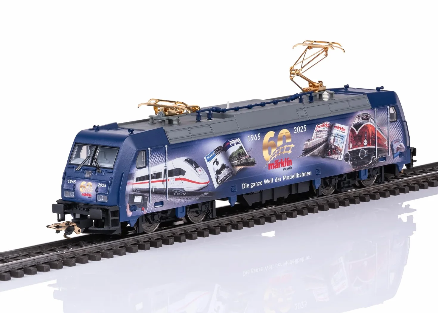 Märklin 36060 Locomotive électrique BR 185.2 - H0 AC - Décodeur numérique mfx - Son et lumière LED - Modèle Anniversaire Märklin Magazine 60 Ans - Locomotive 21,7 cm
