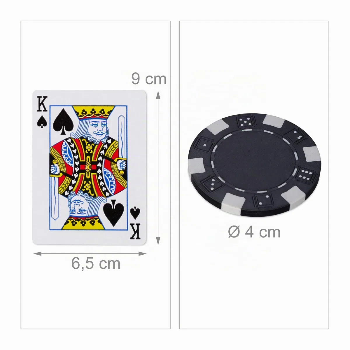 Relaxdays Coffret de poker, 300 jetons laser, 2 paquets de cartes, 5 dés, bouton de dealer, coffre en aluminium, argenté