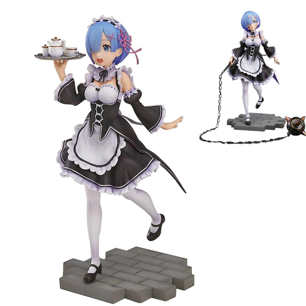 Figurine Rem de 22,5 cm - Peut changer de visage - Fait à la main - Décoration de bureau - Ornements de collection