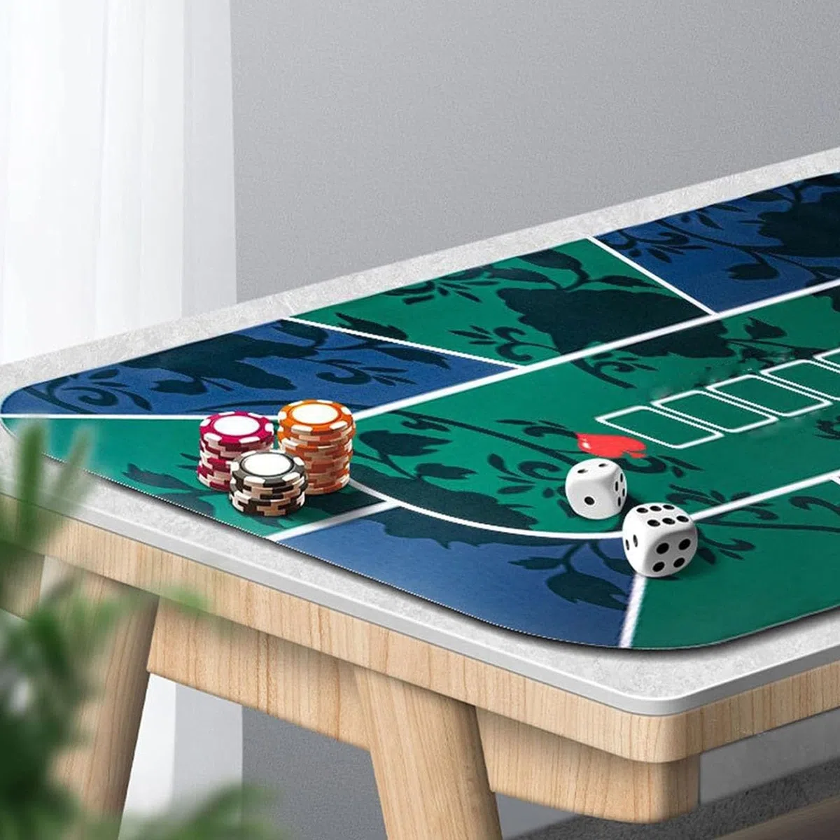 MRKU Tapis de Poker Texas, Nappe Pliable avec 10 Joueurs, Caoutchouc antidérapant, Lavable, 180 x 90 cm, Housse de Table en Feutre pour Jeux, Blackjack