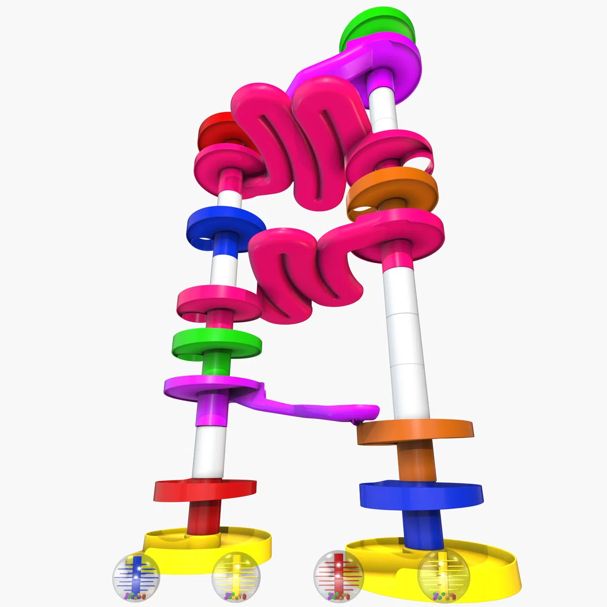 WEofferwhatYOUwant Super Ball Drop – Circuit à Billes Bébé 26 Pièces – Jouet Éducatif Montessori dès 10 Mois – Ramps Spiralées, Ponts Connectables, Billes Rattle – Apprentissage Motricité