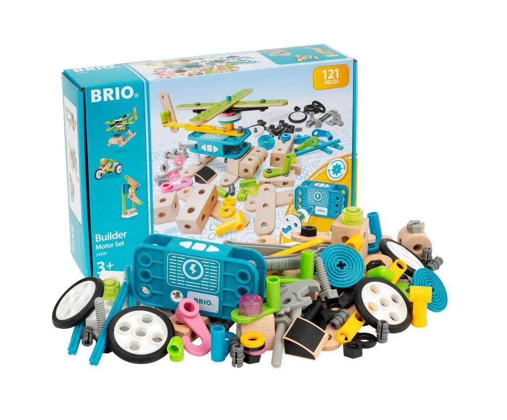 BRIO Builder - 34591 - Coffret Builder et Moteur - 120 pièces - Jeu de construction STEM -Créations libres ou guidées - Pour garcons et filles à partir de 3 ans