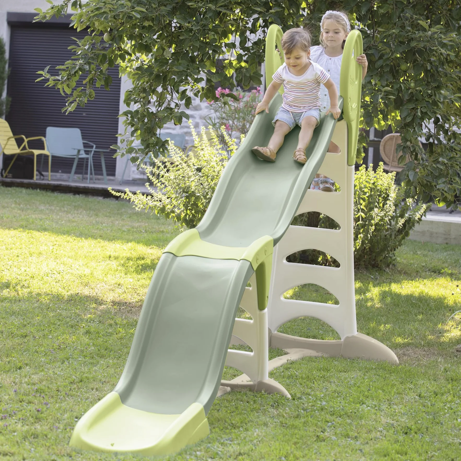 Smoby Life - Toboggan Super Megagliss - Evolutif 2 en 1 - Glisse de 170 à 360 cm - Echelle avec Mains Courantes, Marches Antidérapantes - Matière Recyclée - A Partir de 2 Ans - Fabrication Française