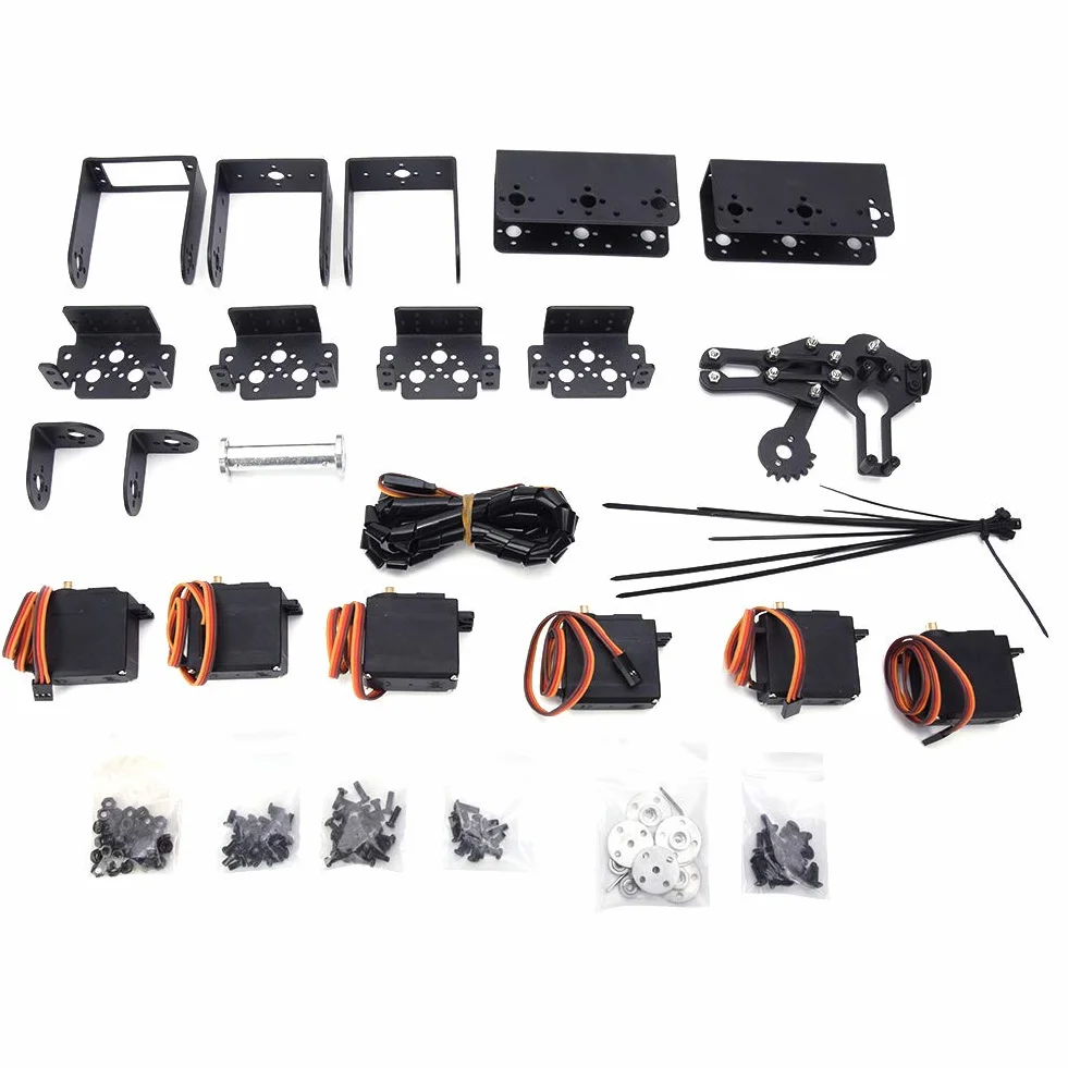 Kit de Bras Mécanique de Robot 6DOF, Pince de Programmation Robotique avec 6 Servomoteurs, Pièces de Robot Industriel de Manipulateur DOF à Angle de 180 Degrés pour l'enseignement Universitaire