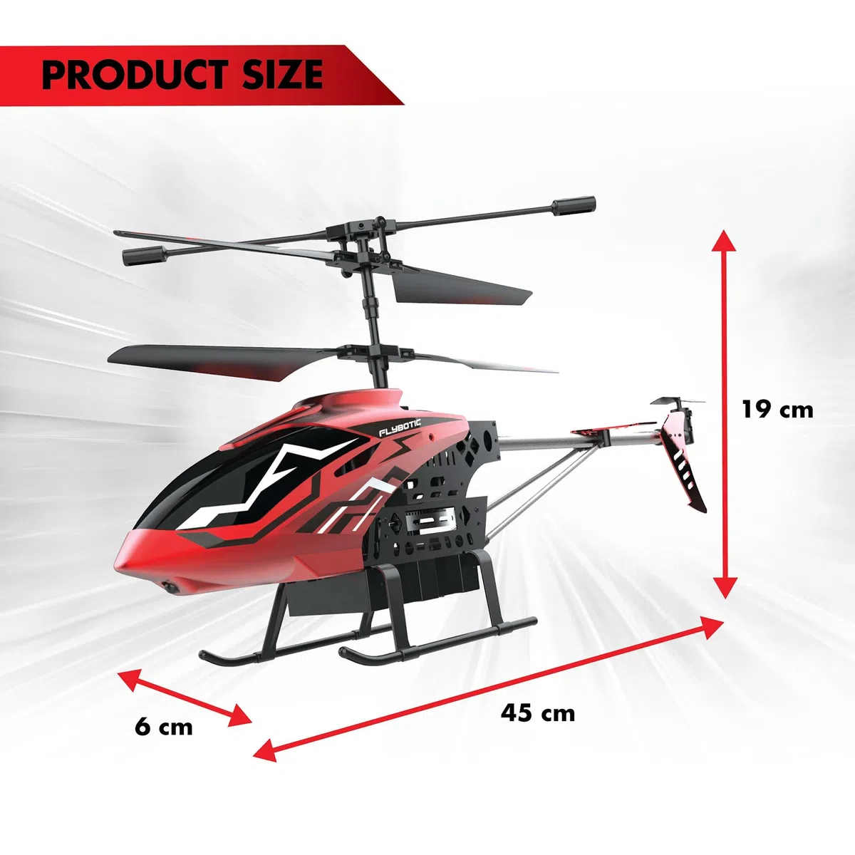 FLYBOTIC - Sky Knight - Hélicoptère extérieur 43 cm enfant et adulte - Technologie 2.4 Ghz - Effets lumineux - Usage Intérieur/Extérieur - 3 canaux de vol - Gyroscope intégré - Dès 14 ans