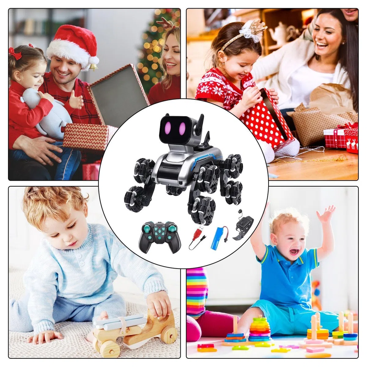 Jouet Chien Robot Télécommandé, Robot Chiot Intelligent Jouet, Multidirectionnel pour Intérieur Extérieur Chambre Jardin Éducatif