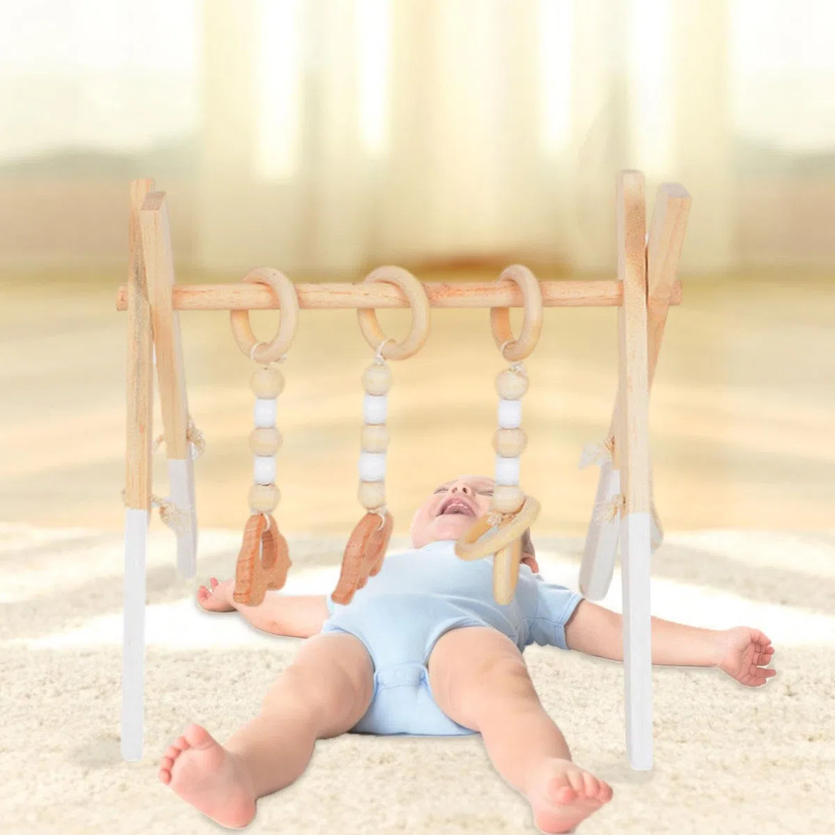 Portique D'Éveil Bébé Bois Portique D’Activité De Bébé En Bois, Exercice De Coordination & Design Scientifique Et Pliable