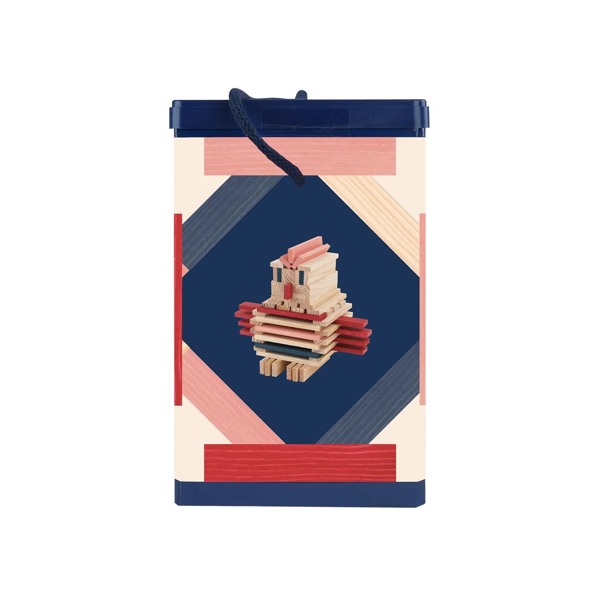 KAPLA - Jeu de Construction avec 120 planchettes en Bois colorés (Nature, Rouge, Rose, Bleu Foncé), Jouet en Bois, dès 2 Ans