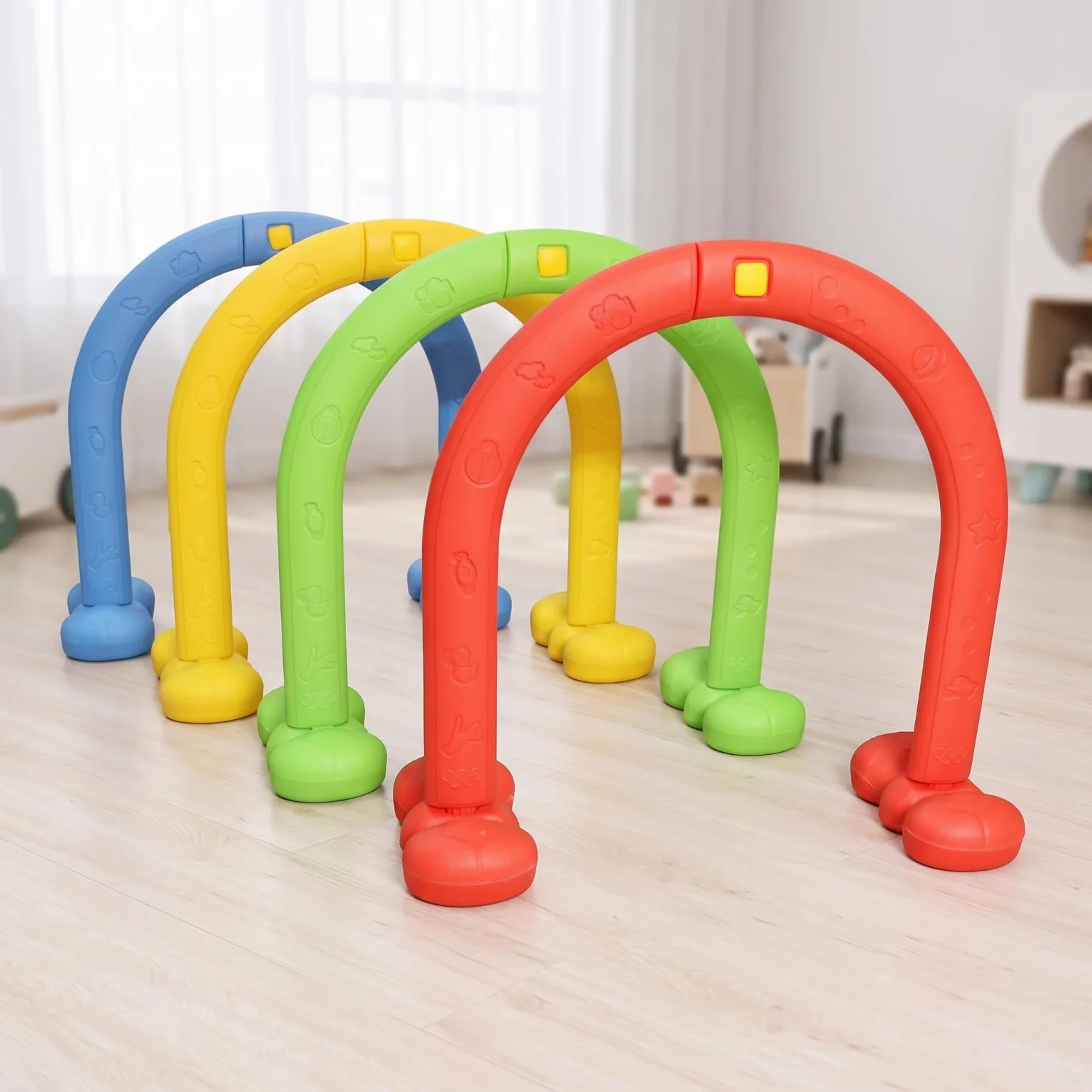 Arceau d'Agilité Enfant Arche de Rampement Portique d'Équilibre Obstacle de Parcours Plastique Solide Cadre Tubulaire Arrondi et Stable Surface Douce, Style to 2